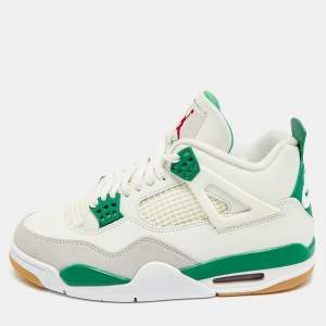 Pre Owned حذاء رياضي آير جوردان 4 ريترو جلد ثلاثي الألوان وسويد بعنق طويل مقاس 40