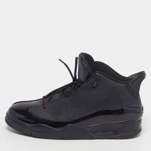 Pre Owned حذاء رياضي آير جوردانز دوب زيرو جلد أسود أربطة براءات الاختراع مقاس 47.5