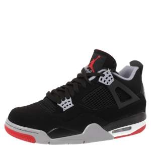 Air Jordan Black/Red Suede 4 Retro Bred 2019 Release Sneakers Size 44