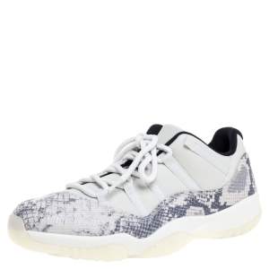 Jordan Grey Leather Air Jordan 11 Retro Low Snakeskin Light Bone Sneakers Size 45