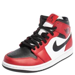 Air Jordan Multicolor Leather Air Jordan 1 Mid Chicago Black Toe Sneakers Size 42
