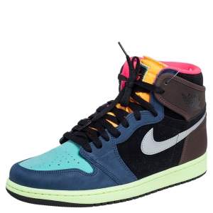 Nike Multicolor Leather And Suede Air Jordan 1 Retro High Top Sneakers Size 43