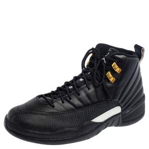  Air Jordan Black Leather The Master Jordan 12 Retro Sneakers Size 42.5