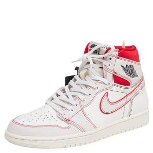 Air Jordan Red /White Leather Jordan 1 Retro High Sneakers Size 42.5