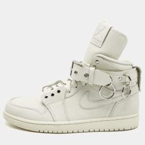 Air Jordan's Cream Leather Jordan 1 Hi Strap SP-C High Top Sneakers Size 40.5