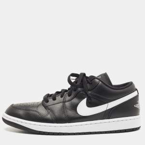 Air Jordans Black Leather Air Jordan 1 Low Top Sneakers Size 43