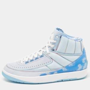 Air jordan Blue/White Nylon and PVC Jordan Retro J Balvin  High Top Sneakers Size 44.5