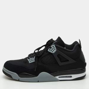 Air Jordans Black Canvas and Suede Jordan 4 Retro Sneakers Size 50.5