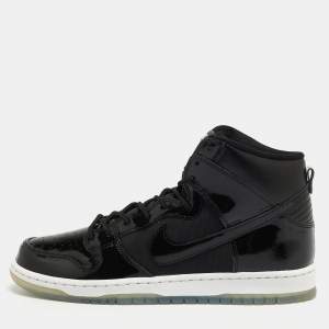 Nike Black Mesh and Patent Leather Dunk High Pro Sneakers Size 44