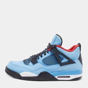 Air Jordans Blue/Black Nubuck Jordan 4 Retro Cactus Jack Sneakers Size 47
