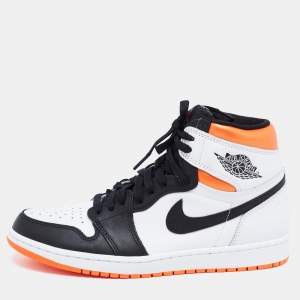 Pre Owned Air Jordan Multicolor Leather Jordan 1 Retro High Electro Orange Sneakers Size 44