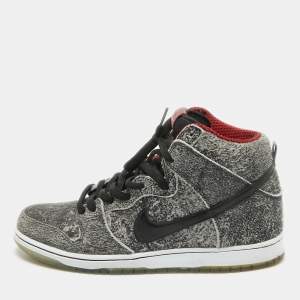 Pre Owned Air Jordans Grey Nubuck Leather High Top Sneakers Size 44