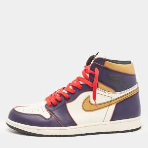 Air Jordans Multicolor Leather Jordan 1 Retro High OG Defiant SB LA to Chicago Sneakers Size 45.5