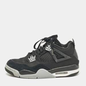 Air Jordans Black Canvas Jordan 4 Retro SE Sneakers Size 41