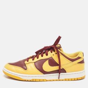 Air Jordans Yellow/Burgundy Leather Dunk Retro Arizona Lace Up Sneakers Size 44