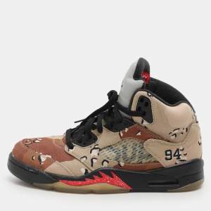 Air Jordan x Supreme Multicolor Fabric Desert Camo Jordan 5 Retro Sneakers Size 41