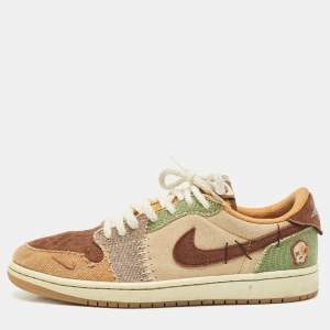 Air Jordans Multicolor Suede and Canvas Jordan 1 Retro Low OG Zion Williamson Voodoo Sneakers Size 41