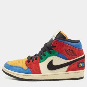 Air Jordans Multicolor Suede and Corduroy Jordan 1 Mid SE Fearless Blue the Great Sneakers Size 41