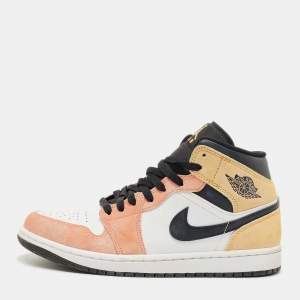 Pre Owned Air Jordans Multicolor Suede and Leather Jordan 1 Mid SE Flight Club Sneakers Size 42