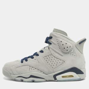 Pre Owned Air Jordan Grey Suede Leather Jordan 6 Retro Georgetown Sneakers Size 42