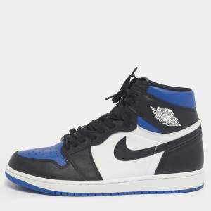 Pre Owned Air Jordans Multicolor Leather Jordan 1 Retro High Royal Toe Sneakers Size 45.5