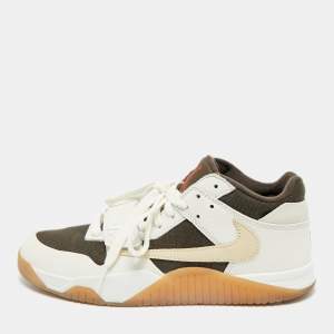 Pre Owned Air Jordans Multicolor Canvas and Leather Jordan Jumpman Jack TR Travis Scott Sail Sneakers Size 44.5