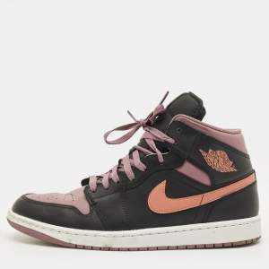 Pre Owned Air Jordans Jordan 1 Mid SE Black Sky J Mauve Size 45 Multicolor Leather High Top Sneakers
