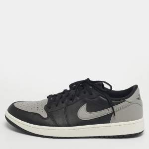 مملوكة مسبقًا Air Jordans Jordan 1 Retro Golf Shadow Size 46 Black/Grey Leather Low Top Sneakers