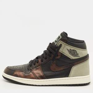 مملوكة مسبقًا Air Jordans Jordan 1 Retro Light Army Rust Shadow Patina Size 45 Multicolor Leather High Top Sneakers