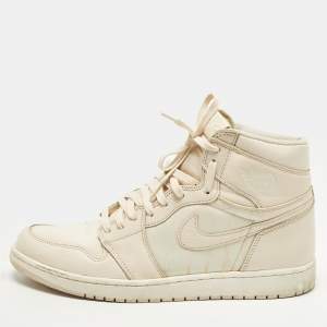 Pre Owned Air Jordans 1 Retro High Guava Ice Size 47.5 Beige Fabric and Leather High Top Sneakers