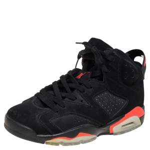 Air Jordan Black Nubuck Leather 6 Retro  Infrared  High Top Sneakers Size 41