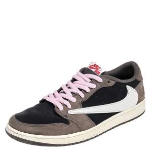 Travis Scott x Air Jordan Brown/Black Nubuck Leather Air Jordan 1 Low Dark Mocha Sneaker Size 47