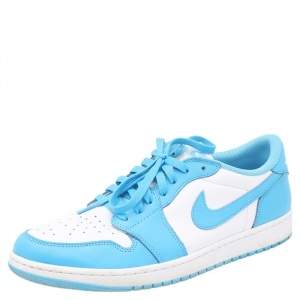 Air Jordans University Blue-White Leather Dunk Low Top Sneakers Size  47