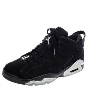 Air Jordan Black Suede Chrome Jordan 6 Retro Low Sneakers Size 42.5