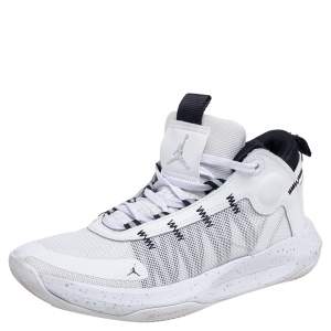 Nike Air Jordan White/Black Leather And Mesh High Top Sneakers Size 43