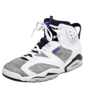 Air Jordan Grey/White Suede And Leather Retro 5 Sneakers Size 44