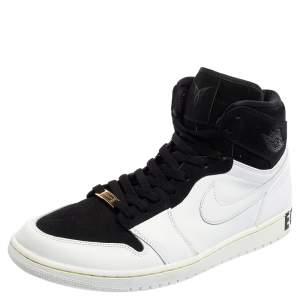 Air Jordan 1 White/Black Nubuck and Leather Retro High Equality Sneakers Size 47.5