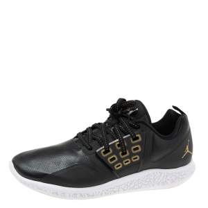 Air Jordan Black Perforated Leather Grind Sneakers Size 47.5
