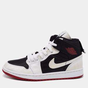 Nike Jordan 1 Mid Black/White Canvas High Top Sneakers Size 40