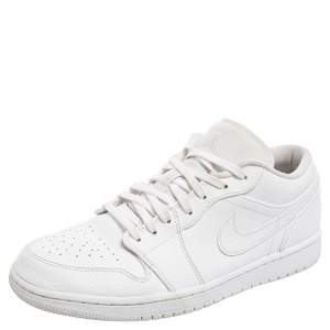 Nike Jordan 1 Mid White Leather Low Top Sneakers Size 43
