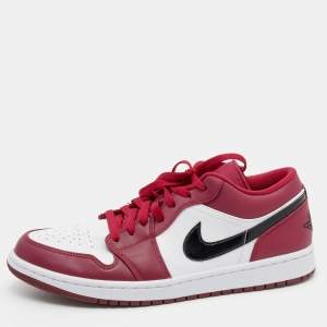 Air Jordans Red/White Polyester And Leather Air Jordan 1 Low Top Sneakers Size 45