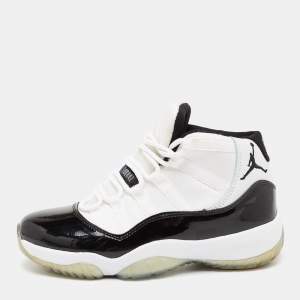 Air Jordan White/Black Patent And Canvas Jordan-11-Retro High Top Sneakers Size  41