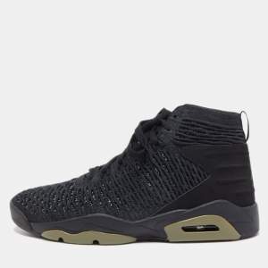 Pre Owned Air Jordan Black Leather and Fabric Flyknit Elevation 23 Sneakers Size 44