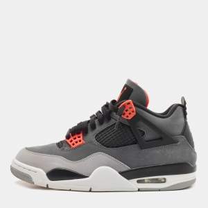 Air Jordan Grey/Red Nubuck Leather 4 Retro Bred Sneakers Size 43