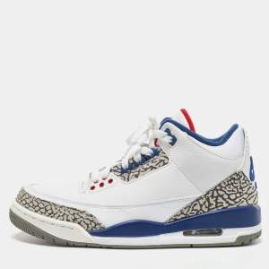Air Jordans White/Blue Leather Jordan 3 Retro OG True Blue Sneakers Size 41