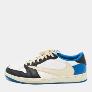 Air Jordans x Travis Scott Multicolor Leather Jordan 1 Low OG SP Sneakers Size 47 