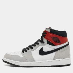 Air Jordans Multicolor Leather Air Jordan 1 Retro High OG Light Smoke Grey Sneakers Size 43
