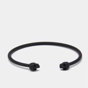 Alexander McQueen Twin Skull Motif Black Tone Open Cuff Bracelet