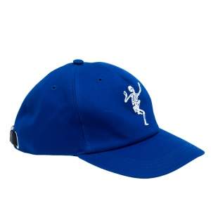 Pre Owned Alexander McQueen Blue Cotton Dancing Skeleton Baseball Cap L