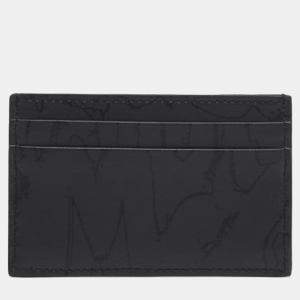 Pre Owned Alexander Mcqueen Graffiti Logo Card Holder in Black